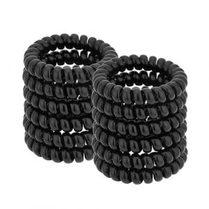 KOMUNJ Lot de 12 &eacute;lastiques &agrave; cheveux en gel spiral&eacute; de haute qualit&eacute;, &eacute;lastiques pour femmes, &eacute;lastiques pour femmes, &eacute;lastiques pour t&eacute;l&eacute;phones, sans trace, gel de cheveux noir (Voarge EU, neuf)