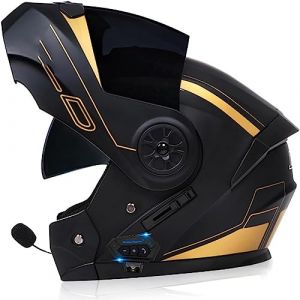 Adulte Bluetooth Modulable Casque Moto Homme Et Femme ECE Homologué Flip Up Casque Moto avec Double Visière pour Anti-Collision Casque Scooter Integral Modulable Locomotive Casque (GLHXD, neuf)
