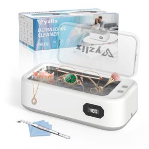 Nettoyeur Ultrasons, Bac a Ultrason 640 ml, 40W 49000HZ Nettoyeur Ultrason, Ultrasonic Cleaner pour Lunettes, Bagues, Pi&egrave;ces de Monnaie, Proth&egrave;ses Dentaires, Avec Pince et Chiffon de Nettoyage (It's a Wonderful Life, neuf)
