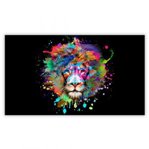 SMTDeco Protection plaque de cuisson, vitroc&eacute;ramique, verre tremp&eacute;, pour cuisini&egrave;res &eacute;lectrique, &agrave; induction,planche &agrave; d&eacute;couper 90x52 cm une pi&egrave;ce lion couleur noir (108821) (SMTDeco, neuf)