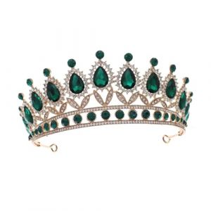 Angoily Couronne de Mariage &Eacute;l&eacute;gante en Strass Vert Diad&egrave;me Vintage Demi-Cercle pour Coiffure de Mari&eacute;e Accessoire D&eacute;licat pour Robe de Mari&eacute;e et F&ecirc;tes Sp&eacute;ciales (Ceoning, neuf)