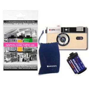 AgfaPhoto Appareil Photo analogique 35 mm en kit Complet : Film + Batterie + kit de d&eacute;veloppement pour jusqu'&agrave; 36 Images Noir/Blanc/Images (par courrier) (enven e-Commerce, neuf)