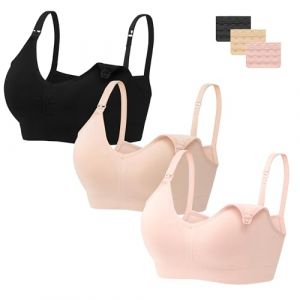 HBselect 3PCS Soutien-Gorge d'allaitement Soutien Gorge Maternité,Bra de Grossesse Postnatal Prénatale sans Armature(Noir+Beige+Crème rosé (HBselect, neuf)