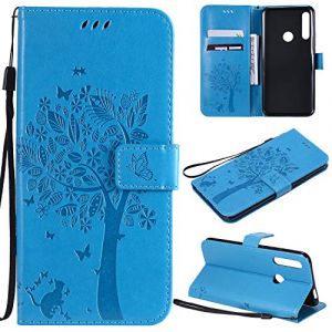 Zchen Coque Huawei P Smart Z, Coque Honor 9X, Etui Pochette PU Cuir Portefeuille Housse Clapet Folio Livre Pliable Couvercle Rabattable pour Huawei P Smart Z/Y9 Prime 2019/Honor 9X (Chat-Bleu) (Zchen, neuf)