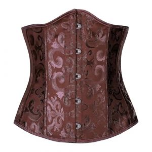 Bustier et Corset Femme 2024 Vintage Brodé - Chic et Élégant, Style Pirate, Princesse, Sexy - Déguisement Grande Taille (Marron, XXXL) (QinMM, neuf)