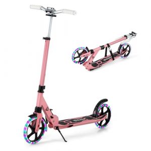 COSTWAY Trottinette Enfant Pliable avec 2 Roues Clignotantes & 3 Hauteurs Réglables, Trottinette Freestyle avec Béquille & Frein à Pied & Sangle, Charge Max 100KG pour Adultes Adolescents, 8 Ans+ (FDS GmbH, neuf)