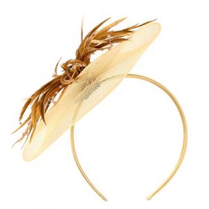 Accessoires de cheveux - Chapeau bibi pour femme - Chapeau bibi avec voile - Bandeau pour mariage, th&eacute;, cocktail, f&ecirc;te - Dor&eacute; - Taille unique (jksmyx, neuf)