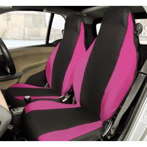 Rebeca Shop® Housses de siège avant compatibles pour Smart Fortwo, première, deuxième et troisième séries, W450 W451 W453, lot de 2 housses (noir/fuchsia, sans logo) (Rebecashop, neuf)