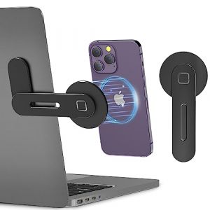 CloudValley Support Magnétique pour Ordinateur Portable, Support Latéral Réglable pour écran de Téléphone pour iPhone 14 Pro Max/iPhone 13/ iPhone 12/16, d'extension Pliable pour Ordinateur, Noir (CloudValley Direct, neuf)