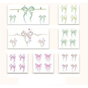 Autocollants de tatouage de couleur de bracelet de papillon de fleur de cerisier bleu imperméable femelle durable poignet cheville coloration mignonne faux tatouages, tatouages ​​temporaires(C(7sheet) (CHJWEIHHERT, neuf)