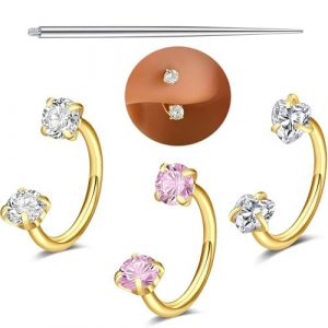 Velvoria 3 pi&egrave;ces anneaux de nez en fer &agrave; cheval, 18G acier chirurgical, anneaux de nez pour femmes, demi-cr&eacute;oles, boucles d'oreilles Daith-Tragus, bijou d'oreille Helix, anneau de septum avec (xianyonggaoshangmaoyouxiangongsi, neuf)