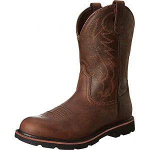 SWZEC Hommes Cowboy Bottes Vintage Broderie Large Version Western Bottes Hauteur du Mollet Bottes PU Cuir Casual Bottes Taille 38-48 (41,Marron) (SWZEC-FR, neuf)