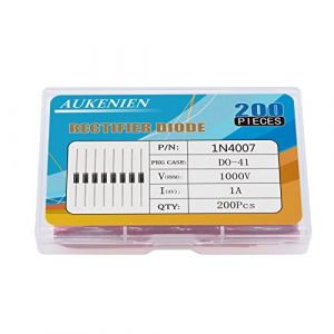 AUKENIEN 200 Pièces 1N4007 Diode Redresseur 1A 1000V DO-41 4007 Axiales Diodes Redressement 1 Ampère 1000 Volt IN4007 (AUKENIEN Official EU, neuf)