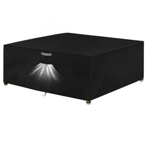 Dokon Housse Salon de Jardin Exterieur Imperméable, Tissu Oxford 420D, Coupe-Vent, Anti-UV Housse de Protection Table de Jardin avec Grilles D'aération, Carré (200x200x90cm) - Noir (DokonDirect, neuf)