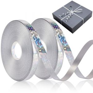 Annickee Ruban, 50M Ruban Cadeau Emballage, 5mm Ballon de Paillet&eacute;, Ficelle Ballon Anniversaire, Paillette pour Emballage Cadeau (Argent&eacute;) (Changyao, neuf)