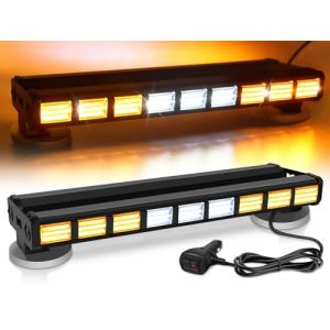 AnTom 2PCS LED Barre stroboscopique bilat&eacute;ral 81W 9COB Rampe Gyrophare LED 9 * 27 LEDS Clignotant d'urgence 27 modes pour Voiture V&eacute;hicule Camion Remorque Caravane (ambre/blanc) (Antom  EU, neuf)