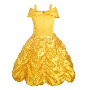 Lito Angels Deguisement Robe Princesse Belle Enfant Fille, Costume la Belle et la Bête, Taille 11-12 ans, Jaune, A (Lito Angels FR, neuf)