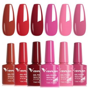 VENALISA Vernis &agrave; Ongles Gel Semi Permanent 6 Couleur Lot de Vernis Gel Semi-Permanent violet rose rouge fonc&eacute; Naturel Gel Nail Polish UV/LED (VENALISA, neuf)