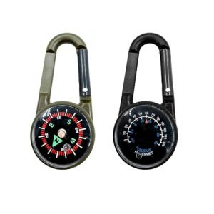 RTRTGS Lot de 2 Boussoles avec Mousqueton et Thermomètre, 3-en-1 Multifonctionnel, Portable, en Métal, Porte-clés pour Randonnée, Camping, Escalade, Chasse, Voyage et Boussole Randonnée (RTRTGS, neuf)