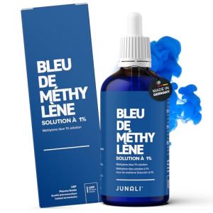 JUNALI® Bleu de méthylène 1% USP de qualité pharmaceutique, 100 ml, sans métaux lourds, qualité testée en laboratoire – Fabriqué en Allemagne (JUNALI, neuf)