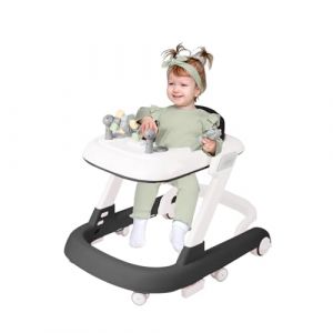 Trotteur B&eacute;b&eacute; 2 en 1 avec Plateau d'activit&eacute;s Musical Amovible, Trotteur b&eacute;b&eacute; Facilement pliable, De 6 &agrave; 18 mois, Jusqu'&agrave; 12 kg （2 en 1，60 * 55 * 70cm，Noir） (hlang EU, neuf)