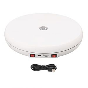 Pr&eacute;sentoir Rotatif, Plateau Tournant Electrique avec LED, Table D'affichage Rotative, 25 Cm 20 Kg Capacit&eacute; De Charge Pr&eacute;sentoir pour Bijoux, pour exposition th&eacute;matique, affichage de produits(Blanc) (Vasting, neuf)
