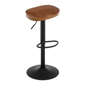 WOLTU Tabouret Bar, Chaise de Bar, en Bois, Cadre en Métal, Réglable en Hauteur, Pivotant à 360°, avec Repose-Pieds, Industriel, Marron, BH413br-1 (WOLTU GmbH, neuf)