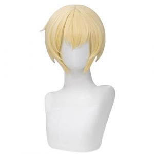 RiRaku Anime Perruque Aigis Short Blonde Halloween Costume Cosplay Perruque,pour F&ecirc;te Carnaval No&euml;l (ZouPingPengQiJianZhuGongChengYouXianGongSis, neuf)
