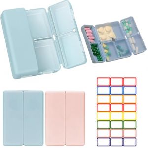 2 Pi&egrave;ces Pilulier Semainier avec &eacute;tiquette, Pilbox Petit Pilulier 7 Jours Semainier Medicament, Magn&eacute;tique Portable Boite Medicaments Rangement pour L'usage Quotidien et Les Voyages Les M&eacute;dicaments (yichengyuanlin, neuf)