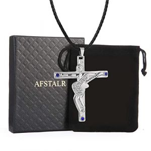 AFSTALR Johnny Hallyday Collier Femme Homme Argent Pendentif Croix Guitare en Acier Inoxydable Cadeau Souvenir Fan- JH Signature Design (new, Acier inoxydable(Standard)) (AFSTALR, neuf)