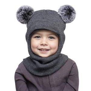 AYPOW Bonnet Cagoule Chaud d'Hiver pour B&eacute;b&eacute; Enfant de 1 &agrave; 6 Ans, Ensemble Chapeau &Eacute;charpe Multifonction Thermique Coupe-Vent pour Filles Gar&ccedil;ons Tout-Petits, Chapeaux Masque Tricot&eacute; Doubl&eacute; en Polaire (lipsd eu, neuf)
