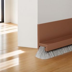 Lonwiner Joint de Porte,Joint Brosse Isolation Phonique Porte,Calfeutrer Bas de Porte,joint de porte d'entrée,Auto-adhésif et Peut être Coupé à la Taille,Boudin de Porte (Marron, 100CM) (nanyangshengchao, neuf)