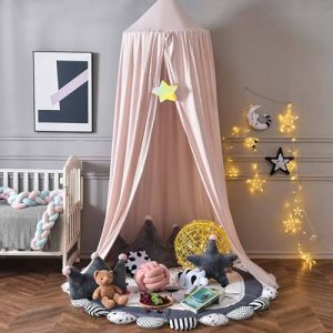 Odot Ciels de Lit Enfants pour Fille et Garcon, Bleu Marine Ciel de lit Bébé Tente Lit Princesse Maison de Jeux, Baldaquin Moustiquaire Décoration pour Dôme Chambre (Rose,65cm) (Odot, neuf)
