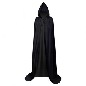 Myir JUN Cape à Capuche Longue Adulte Enfant Unisexe Cosplay Costume Halloween Party Déguisement Wicca Vampire Cape (Noir, S) (Myir JUN-EU, neuf)