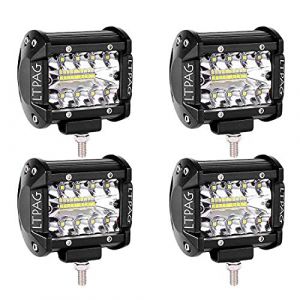 LTPAG 4pcs Phare de Travail LED, 120W 12000LM 4'' Projecteur Voiture 12V/24V Etanche IP68 Spot Flood Feux Antibrouillard Feux de Travail (moreal, neuf)
