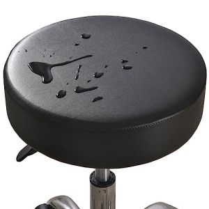 Housse De Tabouret Rond Imperméable,1/2/4/6 Pièces Cuir PU Housse De Protection Housse De Coussin De Siège De Couvre Tabouret De Bar Élastique Protecteur De Chaise Ronde ( Color : Black , Size : Set o (Pooneeliff, neuf)