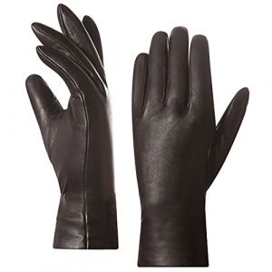 Harssidanzar Gants en cuir pour femme, doublés en cuir d'agneau véritable, gants de voiture chauds en cachemire pour femme, Marron (doublure 100 % cachemire, mise à jour), XL (Harssidanzar Store, neuf)