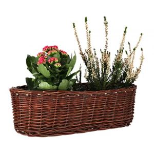 KOTARBAU&reg; Cache-pot en osier tress&eacute; ovale pour fleurs, plantes, panier naturel, 50 cm, bac &agrave; fleurs, panier tress&eacute; (KOTARBAU, neuf)