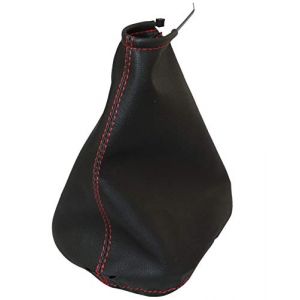 AERZETIX - Soufflet de levier de vitesse en simili cuir avec couture/surpiqûres couleurs variables (noir avec surpiqûres rouges) (Tuning, neuf)