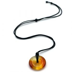 Miracles Minéraux Pendentif Pierre naturelle | Donut Pi chinois| double pointes concentrateur d'énergie (Donut Pi 30 mm cordon réglable de 20-55 cm | Cornaline) (Miracles Minéraux, neuf)