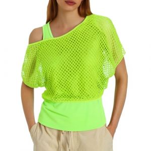 G&eacute;n&eacute;rique T Shirt Fluo D&eacute;Guisement Ann&eacute;E 90 Deguisement Femme Annee 80,Kit Annee 80 Femme Accessoires Carnaval V&ecirc;Tements D'A&eacute;Robic F&ecirc;Te Th&egrave;Me Ajuster Haut Resille (Nhainel, neuf)
