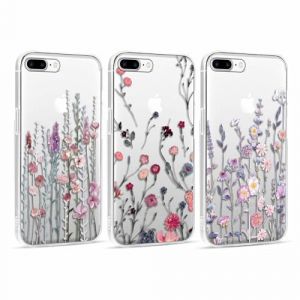 Foonary 3 Pi&egrave;ces Transparente Coque pour Apple iPhone 7 Plus 5,5", Etui Aesthetic Fleur Motif Dessin Housse, Souple Silicone Cover Antichoc Bumper Protection Case pour iPhone 7 Plus, Fleur 01 (BAROR TRADING, neuf)