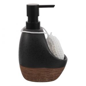 Gogogmee Distributeur de Savon Liquide C&eacute;ramique avec Porte-&eacute;ponge Pompe Rechargeable pour &Eacute;vier et Organisation de Plan de Travail Double Usage pour Savon Mains et Vaisselle (Kolding Luo, neuf)