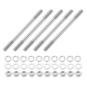 QUARKZMAN 5 pièces de goujons à double extrémité, M6x85 mm en acier inoxydable 304, tiges filetées doubles avec écrous et rondelles plates & frein, goujon fileté double extrémité (QUARKZMAN, neuf)
