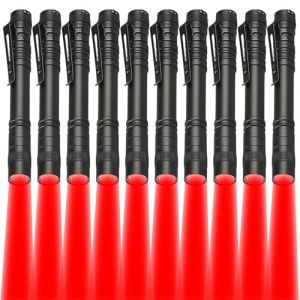 LIAISIMI lampe de poche rouge Mini lampe de poche LED rouge avec pince &agrave; stylo lampe de poche &eacute;tanche lampe de poche rouge 13cm pour l'observation des &eacute;toiles, vision nocturne (10 Pack) (outdoorFred, neuf)