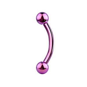 Jewel Barrel Piercing Arcade Anodis&eacute;, Sourcil Banane Boucles d'oreilles Barbell Incurv&eacute; Courb&eacute; Rook, Daith Bijoux de Corps, Taille 16g (1,2 mm) Barre 6 mm/8 mm avec Boules (Violet, 8) (Jewel Barrel, neuf)