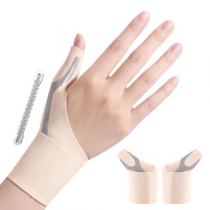 Goldeer Attelle Pouce Droit Gauche - 2Pcs Orthese Pouce R&eacute;glable pour Tendinite du Pouce,Rhizarthrose,Attelle de Pouce avec &Eacute;lastique Barre de Soutien pour Hommes,Femmes (Beige, M) (Greek-JP, neuf)