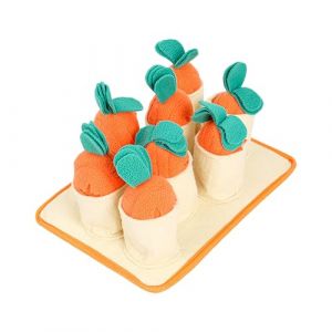Generisch 2026 Tapis &agrave; renifler carotte, jouet fun&eacute;raire interactif et color&eacute;, pour animaux de compagnie, avec sac &agrave; go&ucirc;ter, convient aux jeux de puzzle pour chien &agrave; la maison, orange, 21,5 x 29 x 13 (⭐⭐⭐⭐⭐Five star⭐⭐⭐⭐, neuf)
