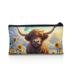 KUIFORTI Trousse à crayons pour enfants et garçons - Jolie trousse à crayons - Grande trousse à crayons, Vache Highland Tournesol, Taille unique, Organiseur de sac (KUIFORTIEUR, neuf)