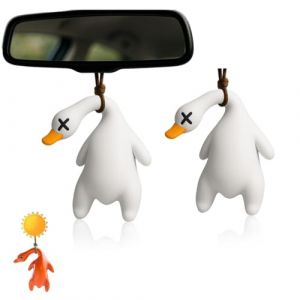 CATOR 2 pcs Changement de couleur Swinging Canard Oscillant Pour Voiture, Canard r&ocirc;ti Pendentif Voiture Canard, Ornements de Voiture, Petit Canard Pour Remorque de R&eacute;Troviseur de Voiture D&eacute;coration (QUQU JIANING, neuf)